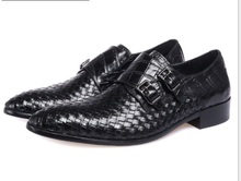 Zapatos hechos a mano de punta estrecha para hombre, calzado de piel auténtica con doble hebilla, oxford, para fiesta y boda, Europa y América 2024 - compra barato