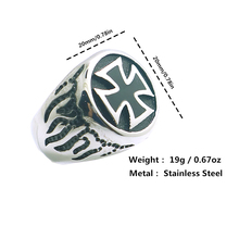 Mens Boys 316L Stainless Steel Cool Punk Gothic Flaming Cross Biker Ring 2024 - buy cheap