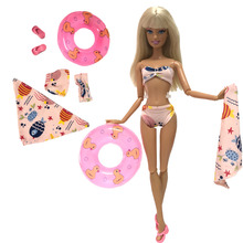 NK Doll Swimwear Beach Bathing Clothes Swimsuit+Slippers+ Swimming Buoy Lifebelt Ring For Barbie Accessories Doll Best Gift 2024 - buy cheap