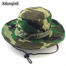 XdanqinX-balde de camuflaje de jungla para hombre, sombreros planos informales de moda, fijación de cuerda, transpirable, marca Panamá, Verano 2024 - compra barato