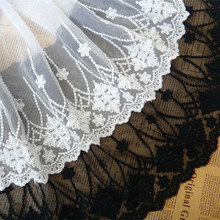 3Yard/lot Exquisite lace fabric black white cotton embroidery mesh lace trim 23cm sew clothes wedding dress diy accessories 2024 - buy cheap