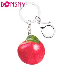 Llavero bonsny de acrílico con dibujo de fruta manzana roja grande, llavero, regalo novedoso, joyería para mujeres, niñas, adolescentes, bolsa, colgante de coche 2024 - compra barato