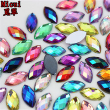 Micui 100PCS 5*10mm Crystal AB Acrylic Rhinestones Horse Eye Flat Back Nail Rhinestone 3D Non HotFix Nail Art Decoration MC366 2024 - купить недорого