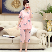 Verão 2021 novo 2 pçs pijamas flor impressão pijamas feminino conjunto pijamas mujer algodão casual roupas de dormir casa 2024 - compre barato