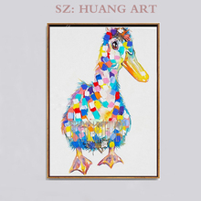 Hand-painted animal oil painting duck thick oil knife painting decorative children's room study combination large mural 2024 - buy cheap