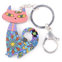 Bonsny 2015 Newest Multi Cat Marvel Acrylic Key Chain For Keys Women Girl Decorative Keychain Charm Pendant Jewelry Aceessories 2024 - buy cheap