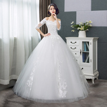 Marfim frete grátis venda quente novo barco pescoço Rendas de Fios de Lantejoulas vestido de baile lace up voltar formal vestido de noiva vestidos de casamento vestido 2024 - compre barato