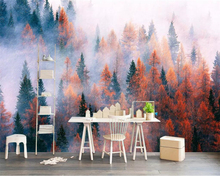 Beibehang Custom wallpaper Nordic hand-painted forest trees nature landscape TV background wall decorative painting 3d wallpaper 2024 - buy cheap