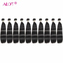 Alot Non Remy Peruvian Straight Human Hair Bundles 10 Pcs/Lot Machine Double Weft Can Be Dyed Hair Weaving Can Be Made To Wig 2024 - buy cheap