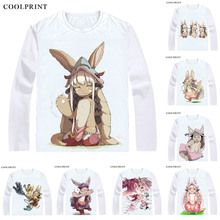 Coolprint rabbit-like Nanachi T Shirt Made in Abyss Meido in Abisu Men T-shirt Casual Vintage TShirt Printed Long Sleeve Shirts 2024 - buy cheap