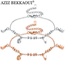 Женский романтичный браслет с надписью AZIZ BEKKAOUI, милый браслет с подвеской, розовое золото, ювелирное изделие для вечеринки, свадебный подарок 2024 - купить недорого