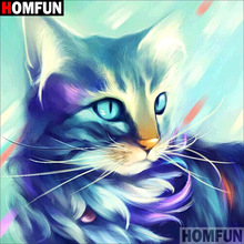 Homfun Full Square/Round Drill 5D DIY Diamond Painting "Animal cat" 3D Embroidery Cross Stitch Home Decor Gift A11647 2024 - buy cheap