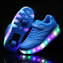 Two Wheels Luminous Sneakers Blue Pink Led Light Roller Skate Shoes for Children Kids Led Shoes Boys Girls Shoes Light Up Unisex 2024 - buy cheap