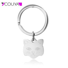 Llaveros 2 en 1 con forma de gato para hombre y mujer, colgante de acero inoxidable con grabado de Etiqueta de perro, llavero con personalidad 2024 - compra barato