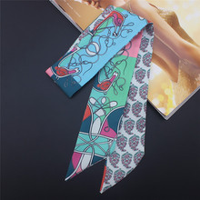 POBING Paisley Carriage Print Twill Silk Scarf Women Head Scarf Brand Small Tie Handle Bag Ribbon Scarves Female Wraps 100*5CM 2024 - buy cheap