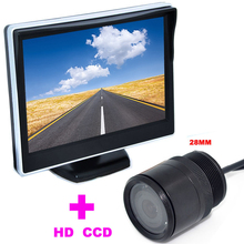 Cámara de visión trasera de coche de 28mm cámara de respaldo CCD 170 ángulo + 2 en 1 Sistema de asistencia de aparcamiento de coche 5 "TFT LCD monitor de espejo de coche 2024 - compra barato