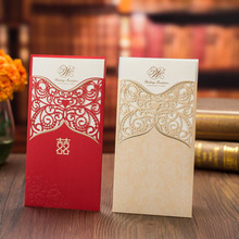 25 piezas rojo oro Laser Cut Boda Invitaciones tarjeta encaje flor tarjetas de felicitación personalizar sobres boda fiesta Favor Decoración 2024 - compra barato