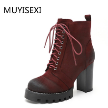 Botas de tacón alto de 9 cm para mujer, botas de piel auténtica para otoño, botas de Invierno para mujer, botas de talla grande 35-42 JGG03 MUYISEXI 2024 - compra barato