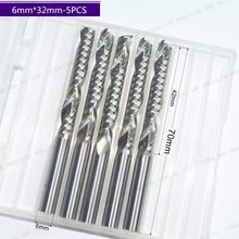 6mm*42mm-5PCS,free shipping cnc tungsten carbide single flute spiral end mill,woodworking router bit,pvc,MDF,acrylic,wood tool 2024 - buy cheap