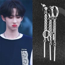 KPOP DNA Korean Fashion Jewelry Accessories Bangtan Boys Album V Rectangle tassel stud Earrings For Mens And Womens Earring 2024 - buy cheap