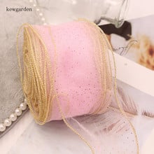 Kewgarden Hard Edge Gold Point Gauze Ribbon DIY Boknot Accessories 8CM 80mm Handmade Tape Voile Packing Webbing 8 Meters 2024 - buy cheap