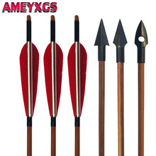 6pcs Archery Bamboo Arrows Handmade 5" Turkey Feather With Hunting Broadhead Bamboo Arrow Outdoor Hunting Shooting Accessories 2024 - buy cheap