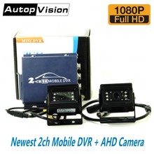 Mini DVR móvil de 2 canales con 2 uds., cámara AHD de 1080P y Control remoto en tiempo real, 2 canales, CCTV, AHD, DVR para vehículo de autobús y taxi 2024 - compra barato