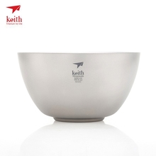 Keith 550 мл титановая Двухстенная чаша посуда для пикника на открытом воздухе 110 г ультратонкая портативная чаша посуда для кемпинга на открытом воздухе Ti5354 2024 - купить недорого