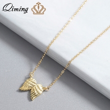 QIMING fashion Angel Wings Necklace Women Female Copper Rose Gold Chain Tiny Dainty Fashion Jewelry Friend Sister Necklaces Gift 2024 - buy cheap