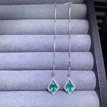 (video) Fidelity natural 4*6mm Colombia emerald drop earrings s925 silver fashion fine jewelry for women Natural green gemstone 2024 - buy cheap