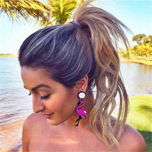 Doreen Box Women New Fashion 3D Flamingo Stud Earrings Red Deep Pink Colors Animal Trend Earrings Jewelry, 1 Pair 2024 - buy cheap