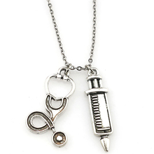 Medical Stethoscope Syringe Pendant Necklace Medical Students Doctor Nurse Necklace Graduation Gifts 2024 - buy cheap