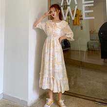 Summer Women's New Fresh Retro Ruffled Collar Short Sleeve Sweet Cute Dress College Elegant Sweet Dress 2024 - buy cheap