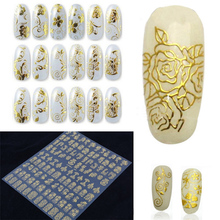 Nail Stickers Gold Printing 3d Nail Art Stickers Decals Metallic Nail Stickers Manicure Nail Art Decorations 108pcs/sheet 2024 - buy cheap
