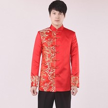 Мужское традиционное китайское свадебное платье, костюм Тан, красная куртка, пальто для вечеринки, сцены, певицы, свадебные Женихи, винтажная одежда, куртка, топы 2024 - купить недорого