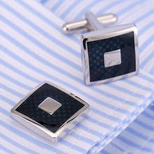 VAGULA 2017 NEW ARRIVAL High Quality Men's Cuff link Fibre Square In Square Silver Plating Men's Shirt Cufflinks Mens 16 2024 - buy cheap