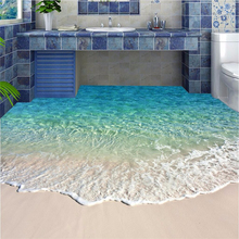 beibehang Floor painting blue sea reef scenery Waterproof Bathroom kitchen Wall paper pvc self adhesive wallpaper wall sticker 2024 - buy cheap