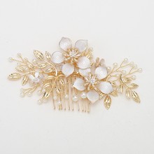 Handwired Gold Leaf Flroal Women Headpiece Wedding Hair Comb Accessories Fashion Bridal Hair Ornament Jewelry 2024 - buy cheap