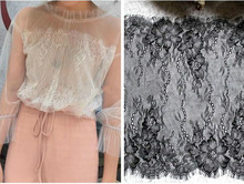 6M/Lot Eyelash Lace Trim Wide 26CM Black White Soft Lace Fabric Wedding Skirt Sew Clothing Stitching Accessories 2024 - buy cheap