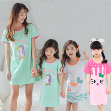 New Girls Cotton Unicorn Nightdress Children Pajamas Little Girls Dress Children Baby Parent-child Outfit Big Girls Nightgowns 2024 - buy cheap