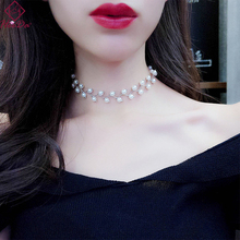 Gargantilla de perlas de capas elegantes para mujer, collares coreanos de Japón, cadena Clavicular de broma a la moda, joyería Sexy para club nocturno, 2019 2024 - compra barato