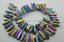 20~25mm All Similar length Short Rainbow Color Plated Natural Rock Crystal Stick Point Loose Beads 5 strands per lot 2024 - buy cheap
