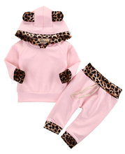 Комплект одежды для новорожденных девочек с леопардовым принтом Bebek, толстовка с капюшоном + штаны, спортивный костюм 2024 - купить недорого