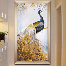 Diamond Embroidery Mosaic Painting Cross Stitch Full Golden Peacock European Style Living Room Vertial DIY 5D/3D Decoration Gift 2024 - buy cheap