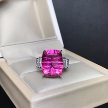 Anéis com pedra preciosa rosa natural para mulheres, 925 joia fina de prata esterlina, 10*14mm com caixa de veludo fj 2024 - compre barato