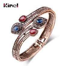 Kinel Vintage Blue Branch Flower Bangles Red Water Drop Resin Women Lady Bangle Bracelet Hand Crystal Turkish Jewelry Gifts 2024 - buy cheap