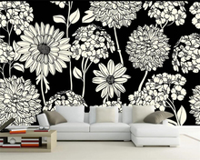 Beibehang Custom wallpaper American pastoral TV background wall hydrangea home decoration black and white mural 3d wallpaper 2024 - buy cheap