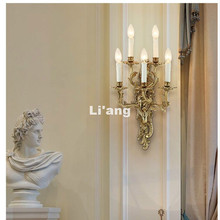 Lámpara de pared de estilo europeo, luz LED decorativa de latón macizo E14 para construcción, escalera, balcón, envío gratis 2024 - compra barato