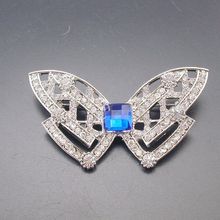 Женская Брошь-бабочка в стиле Одри Хепберн, синяя брошь с кристаллами, стразы: BH7733 2024 - купить недорого