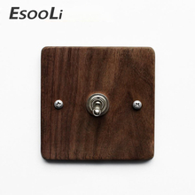 EsooLi Maple/Walnut Interruptor do Painel Interruptor de Luz de Parede de Luxo Feitas À Mão 10A 110 V-250 V Painel De Madeira alavanca de bronze 1 GANG Coleção Retro 2024 - compre barato